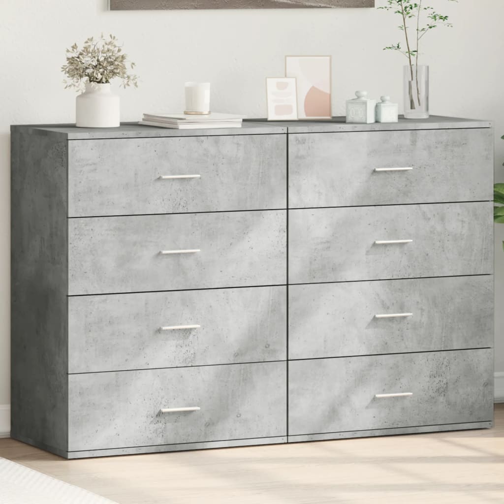 Sideboards 2 pcs Concrete Grey 60x39x80 cm Engineered Wood