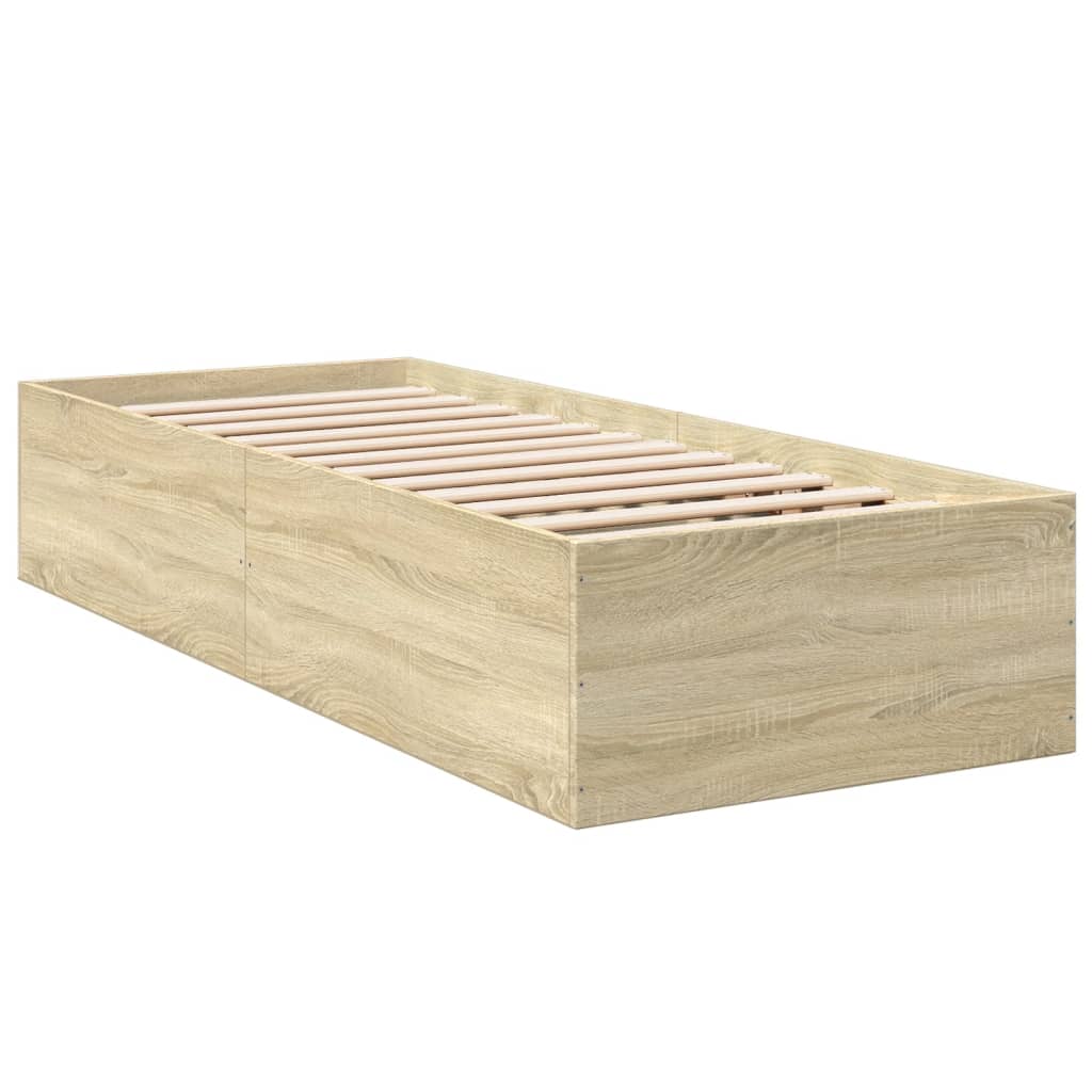 Bed Frame without Mattress Sonoma Oak 75x190 cm Small Single Engineered Wood