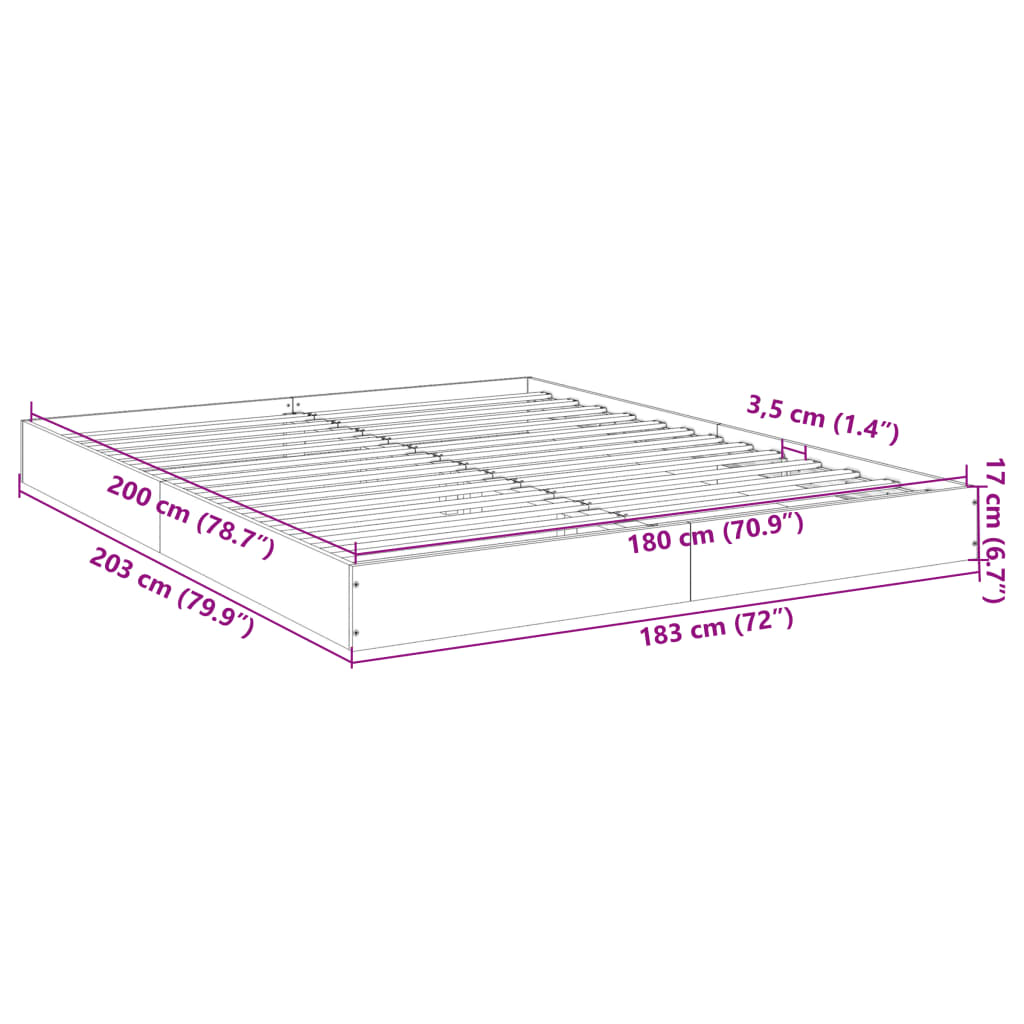 Bed Frame without Mattress White 180x200 cm Super King Engineered Wood