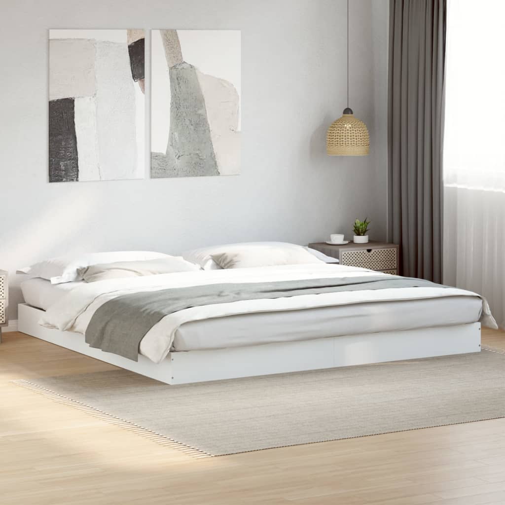 Bed Frame without Mattress White 180x200 cm Super King Engineered Wood