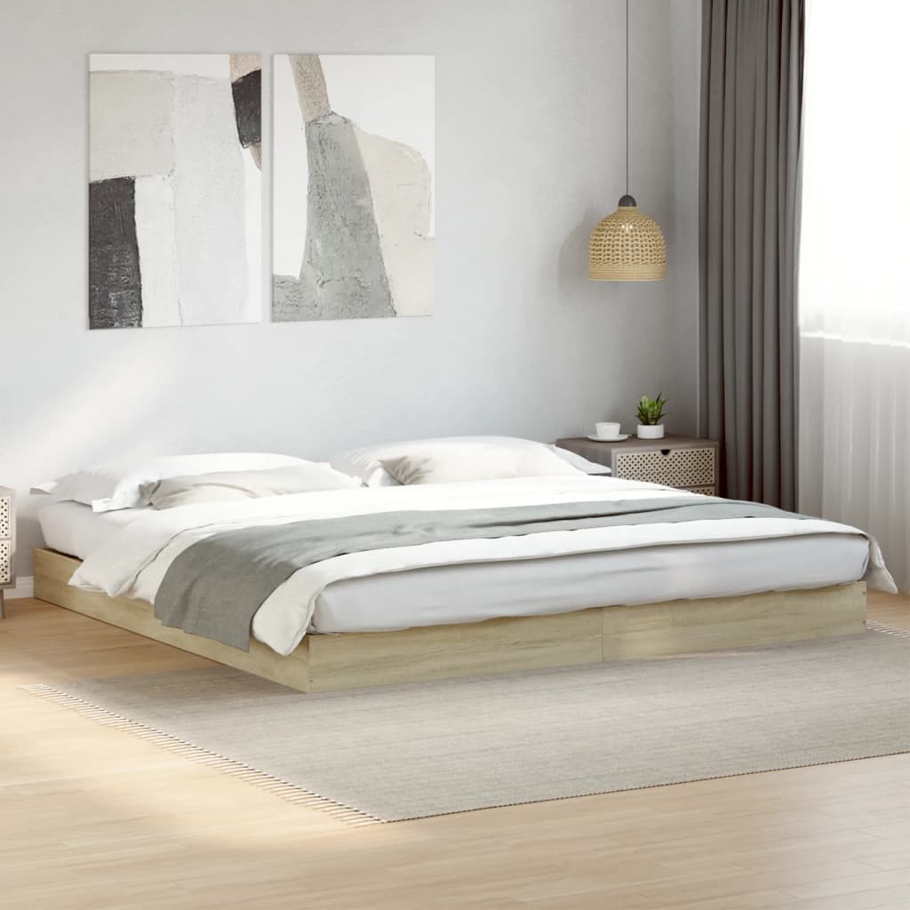 Bed Frame without Mattress Sonoma Oak 180x200 cm Super King Engineered Wood