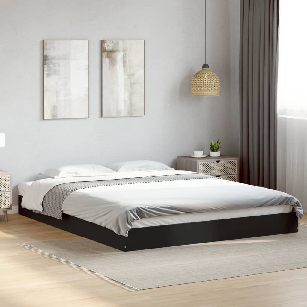 Bed Frame without Mattress Black 160x200 cm Engineered Wood