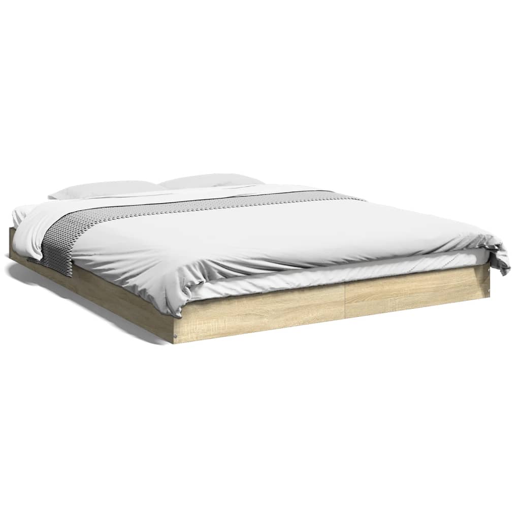 Bed Frame without Mattress Sonoma Oak 160x200 cm Engineered Wood