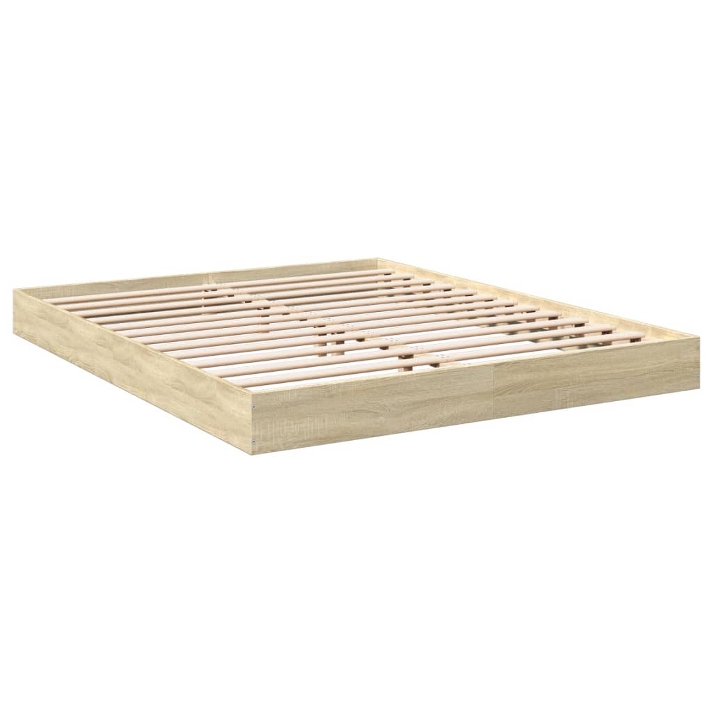 Bed Frame without Mattress Sonoma Oak 160x200 cm Engineered Wood