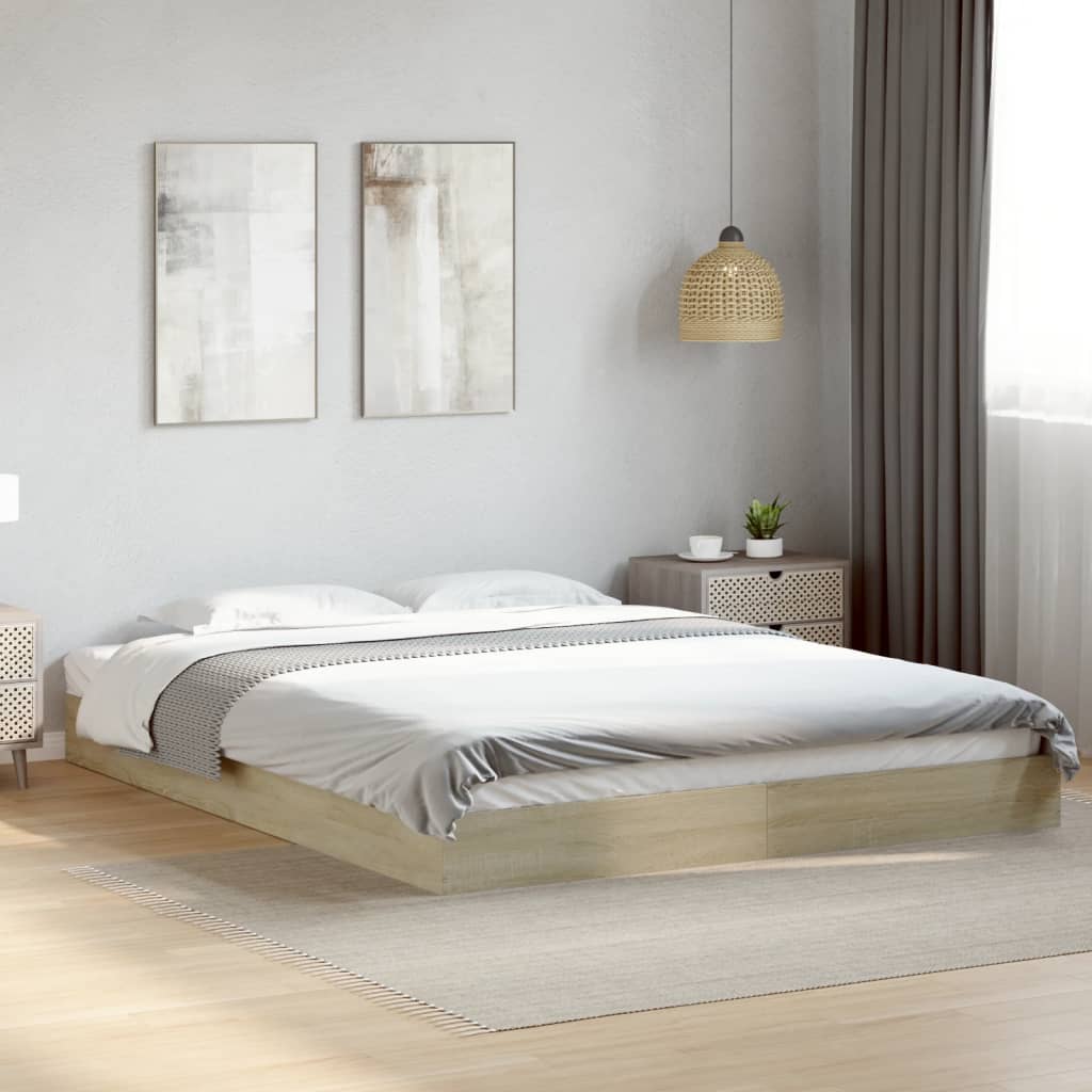 Bed Frame without Mattress Sonoma Oak 160x200 cm Engineered Wood