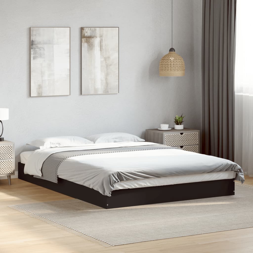 Bed Frame without Mattress Black 140x200 cm Engineered Wood