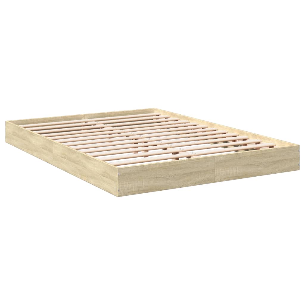 Bed Frame without Mattress Sonoma Oak 140x200 cm Engineered Wood