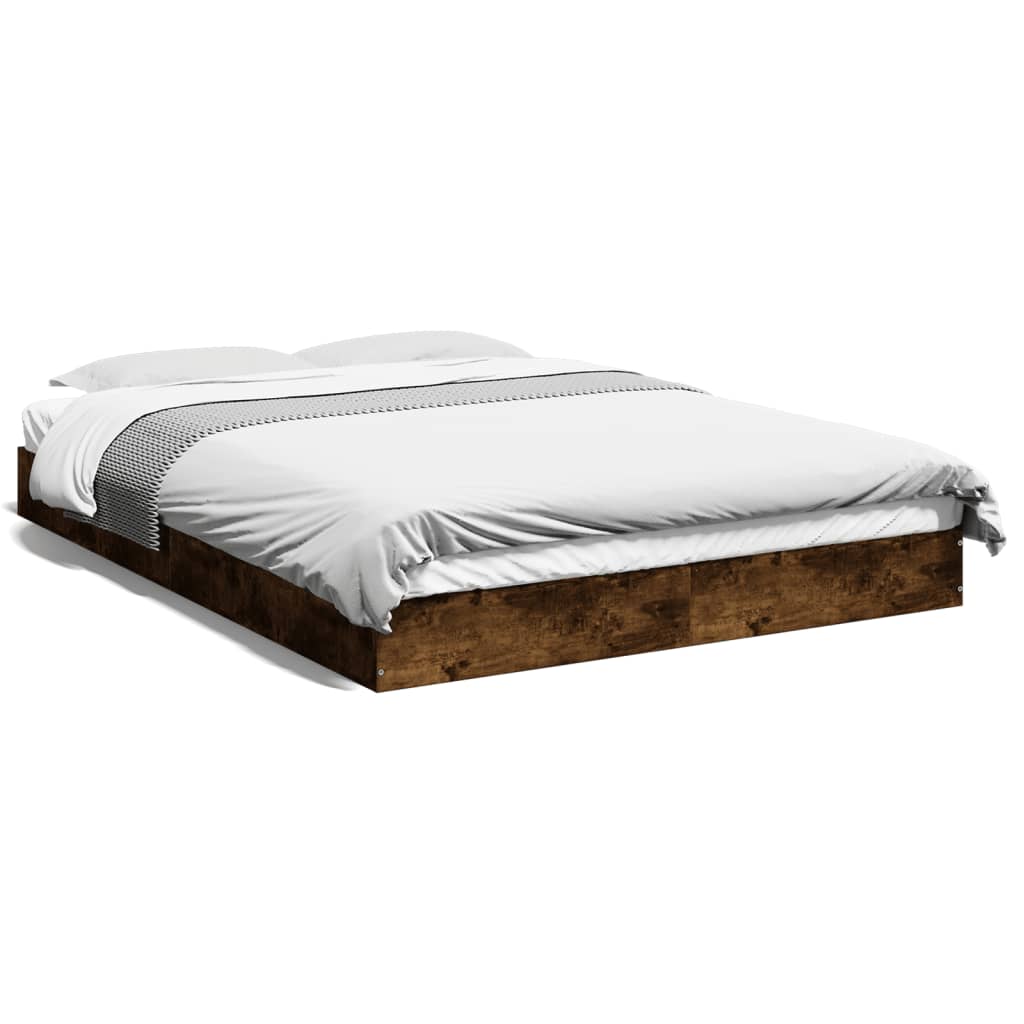 Bed Frame without Mattress Smoked Oak 140x200 cm Engineered Wood