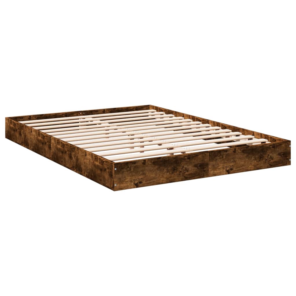 Bed Frame without Mattress Smoked Oak 140x200 cm Engineered Wood