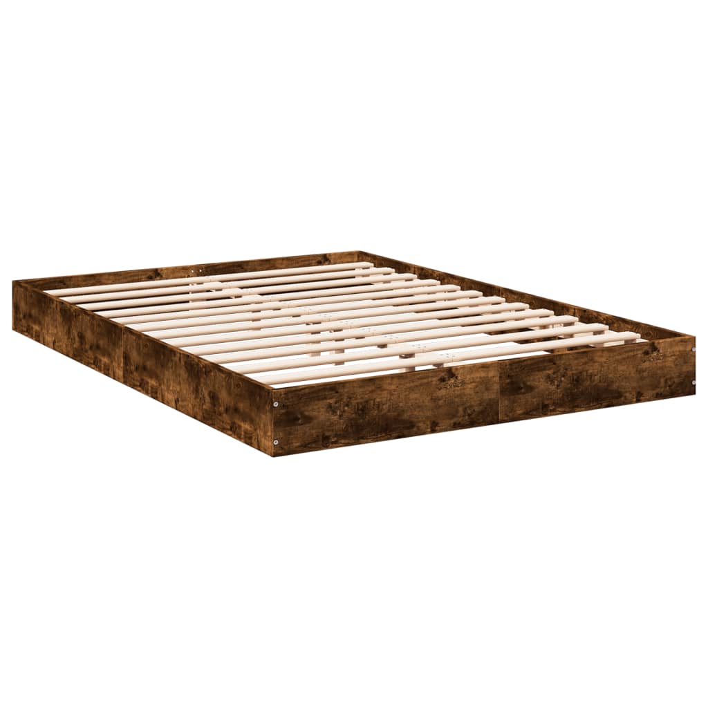 Bed Frame without Mattress Smoked Oak 140x200 cm Engineered Wood