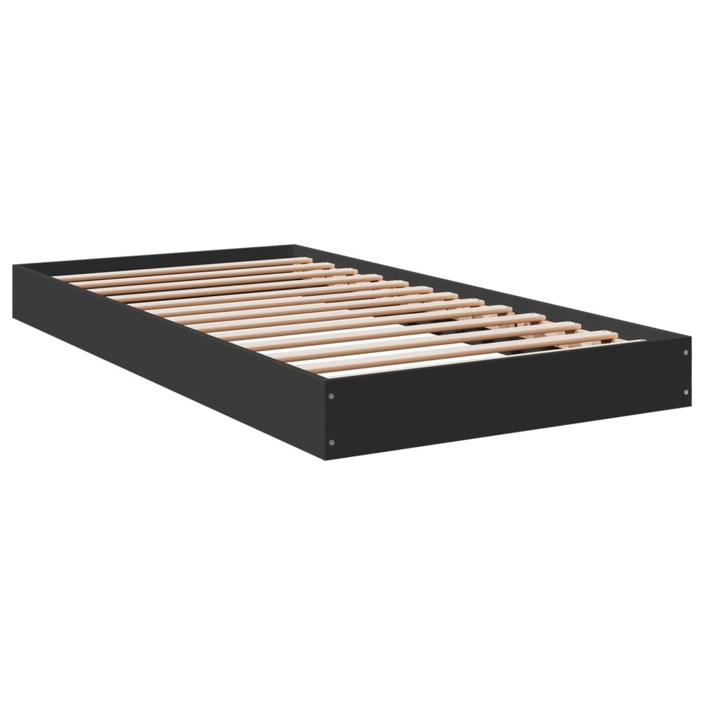 Bed Frame without Mattress Black 100x200 cm Engineered Wood