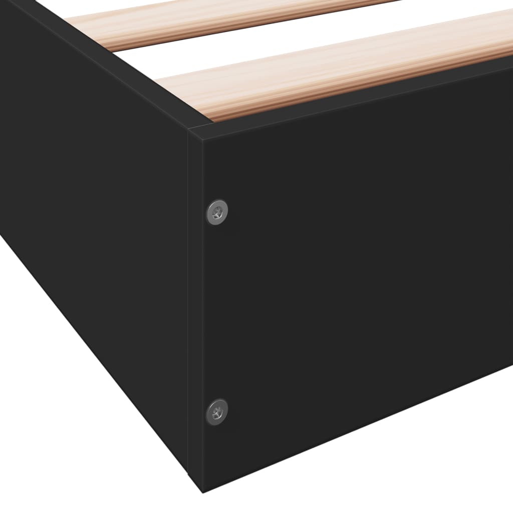 Bed Frame without Mattress Black 100x200 cm Engineered Wood