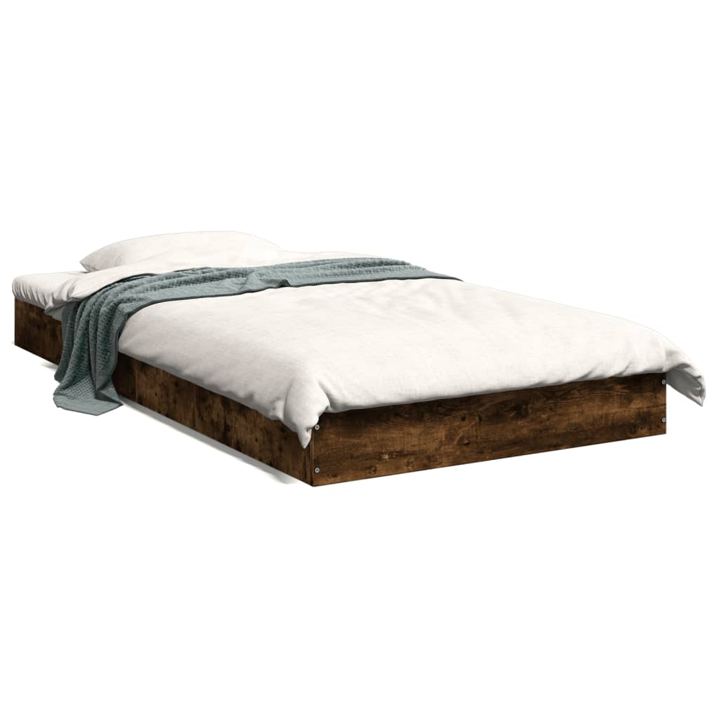 Bed Frame without Mattress Smoked Oak 100x200 cm Engineered Wood