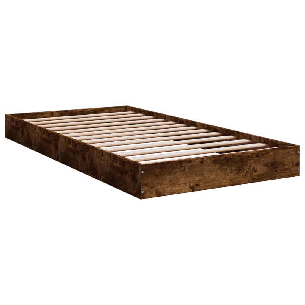 Bed Frame without Mattress Smoked Oak 100x200 cm Engineered Wood