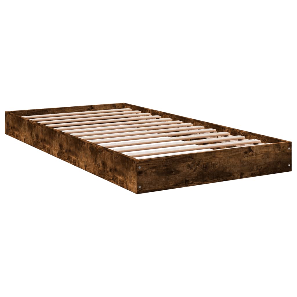 Bed Frame without Mattress Smoked Oak 100x200 cm Engineered Wood