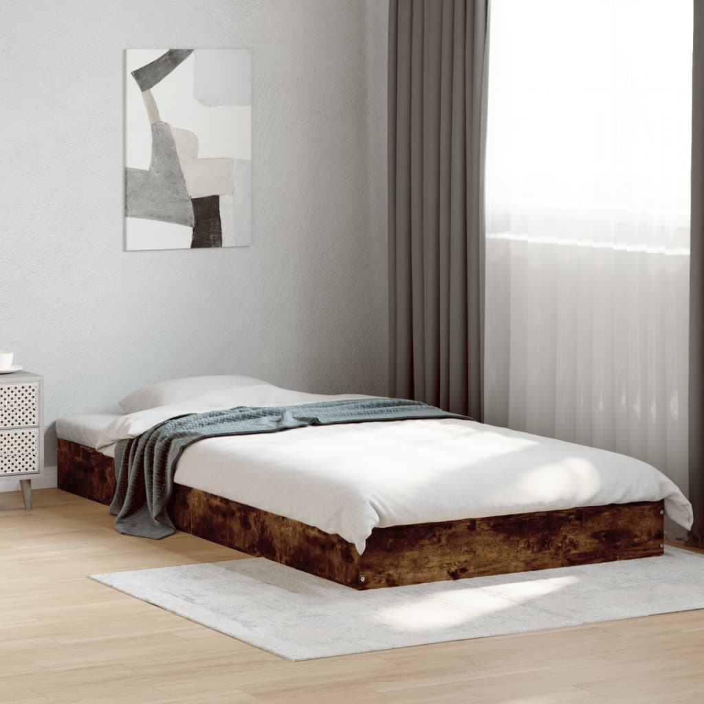 Bed Frame without Mattress Smoked Oak 100x200 cm Engineered Wood