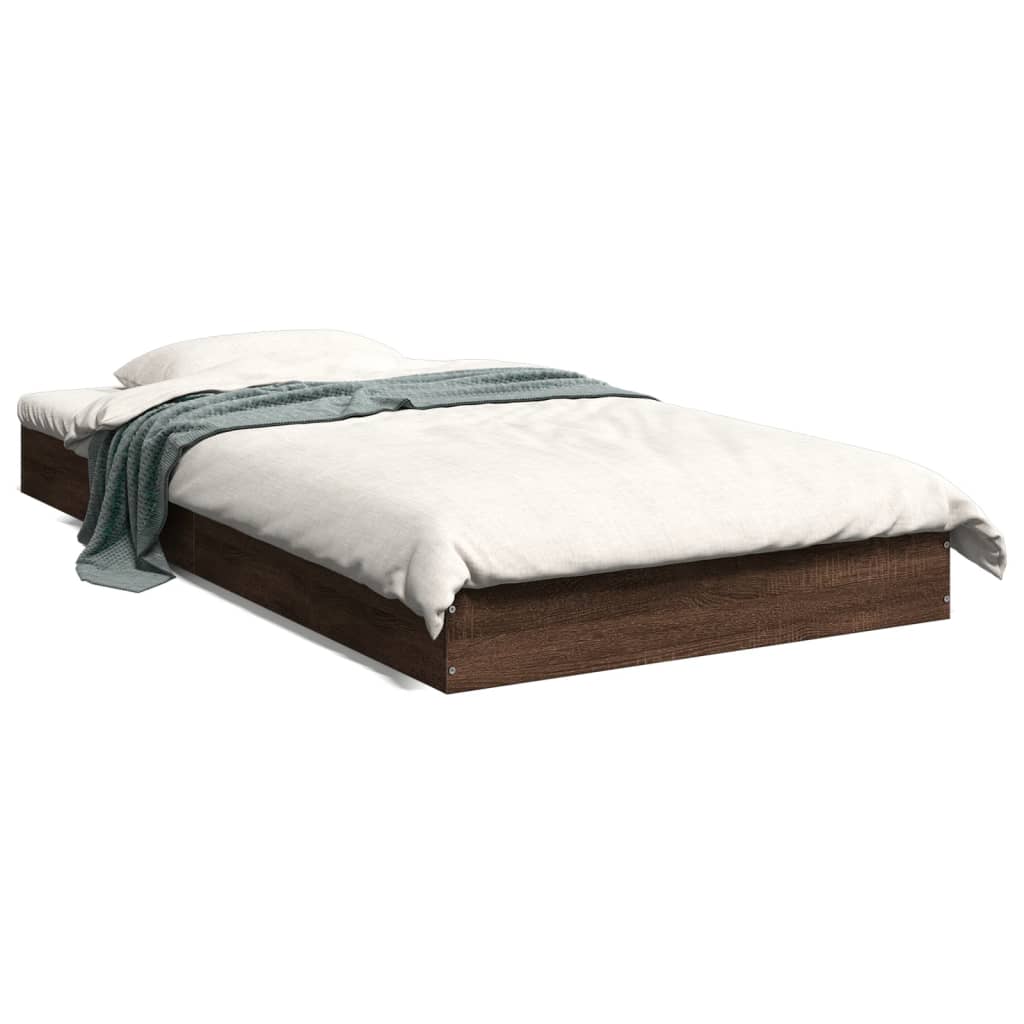 Bed Frame without Mattress Brown Oak 100x200 cm Engineered Wood