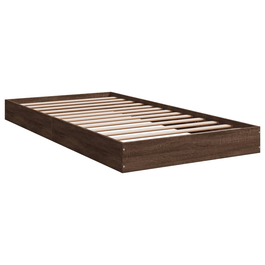 Bed Frame without Mattress Brown Oak 100x200 cm Engineered Wood