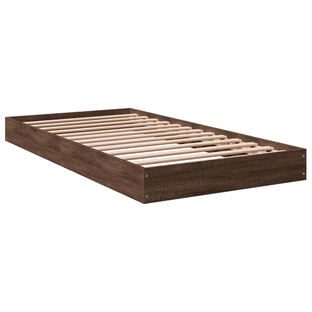 Bed Frame without Mattress Brown Oak 100x200 cm Engineered Wood