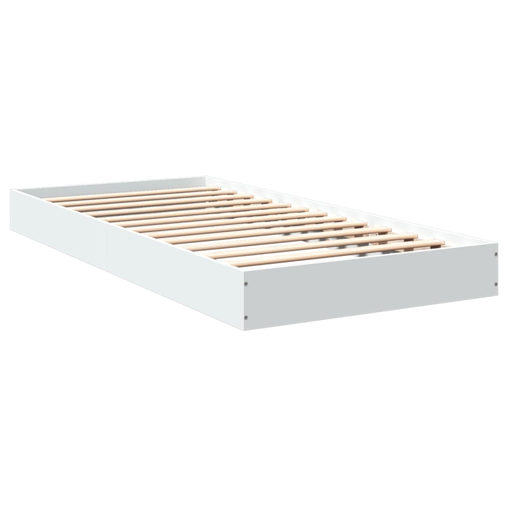 Bed Frame without Mattress White 75x190 cm Small Single Engineered Wood