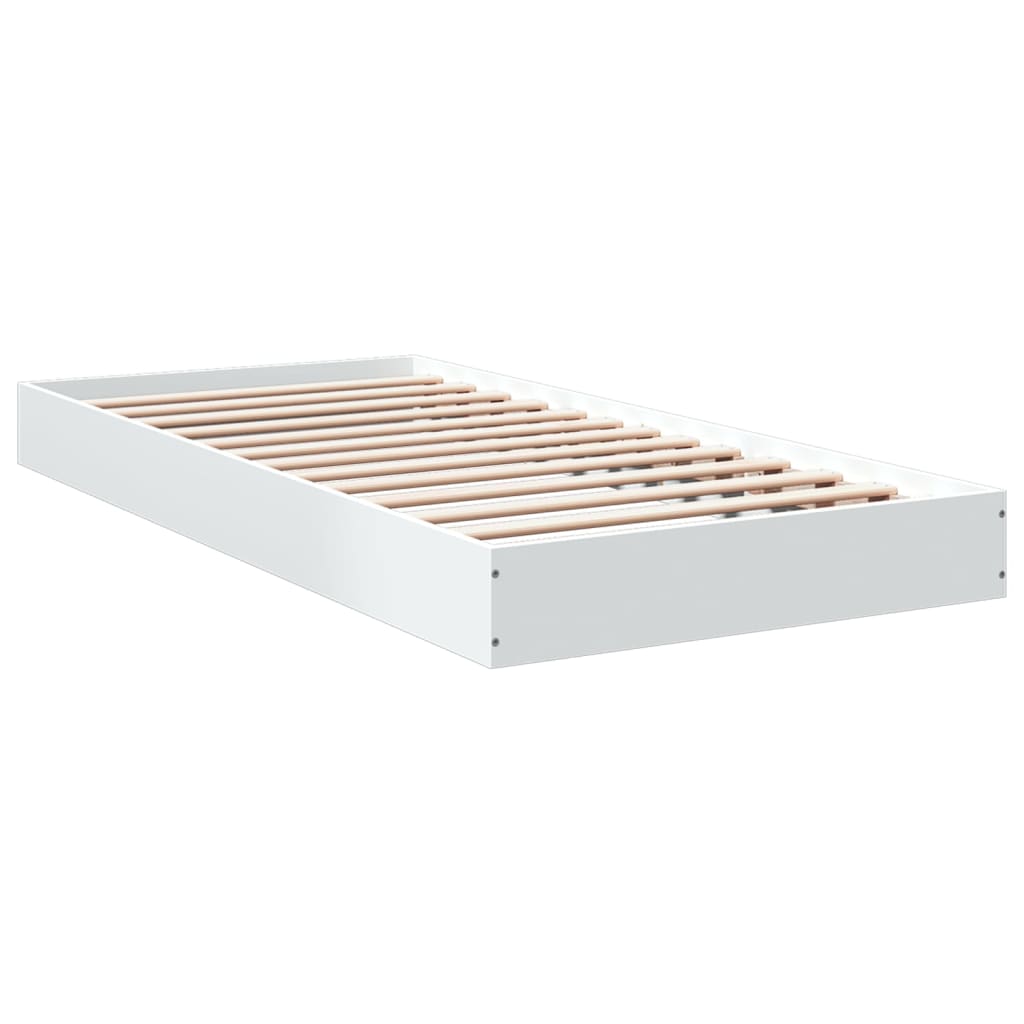Bed Frame without Mattress White 75x190 cm Small Single Engineered Wood