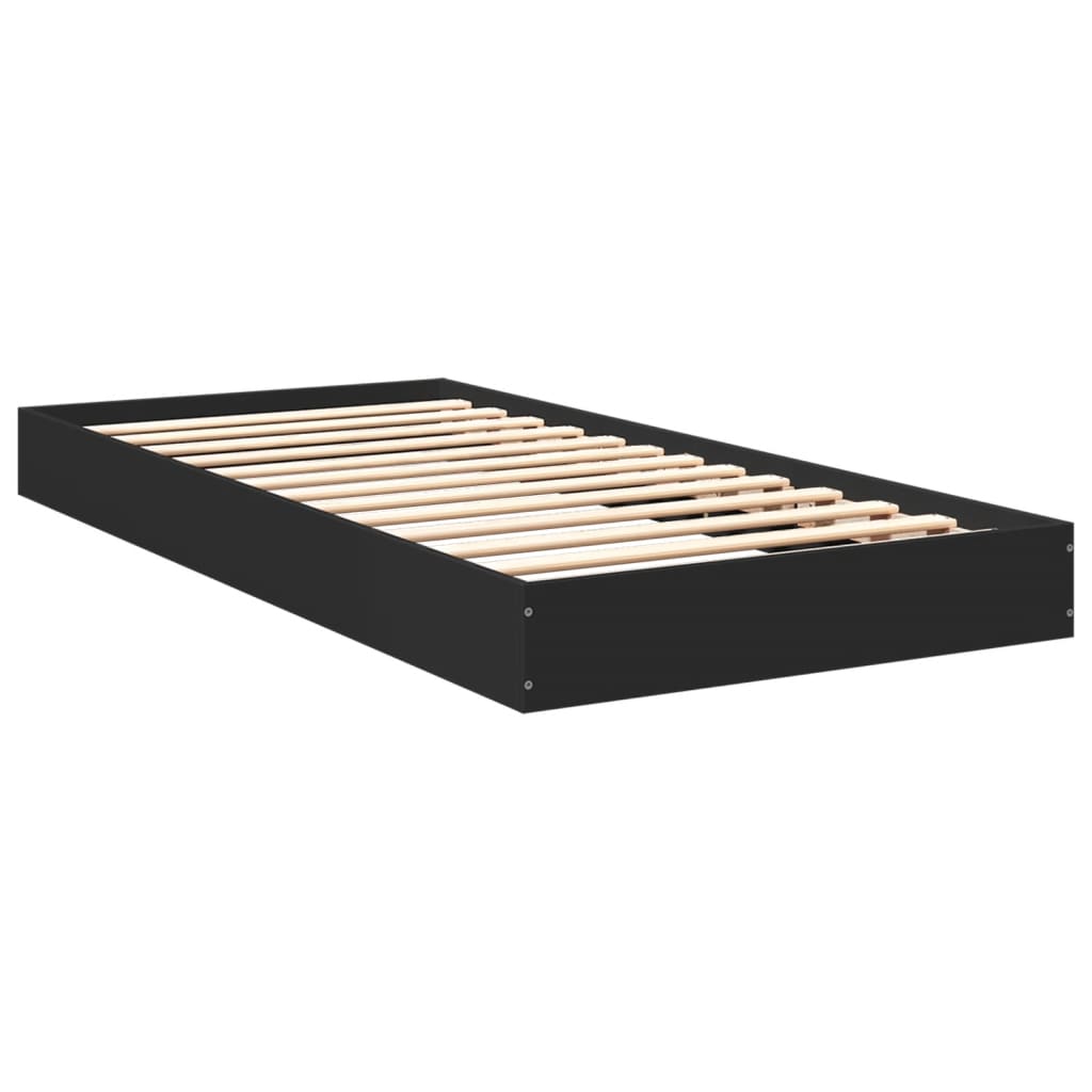 Bed Frame without Mattress Black 75x190 cm Small Single Engineered Wood