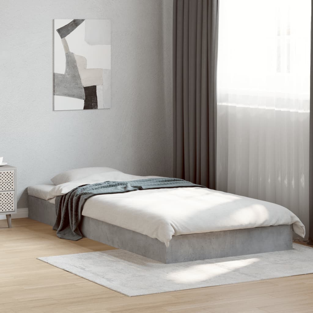 Bed Frame without Mattress Concrete Grey 75x190 cm Small Single
