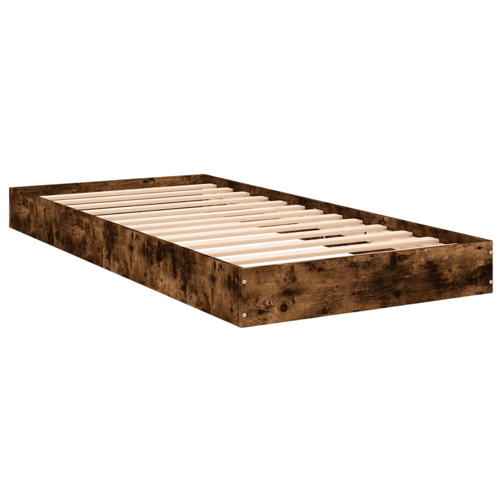 Bed Frame without Mattress Smoked Oak 75x190 cm Small Single Engineered Wood