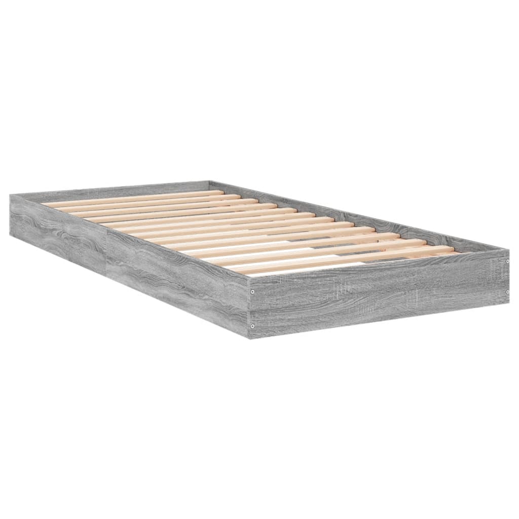Bed Frame without Mattress Grey Sonoma 75x190 cm Small Single Engineered Wood