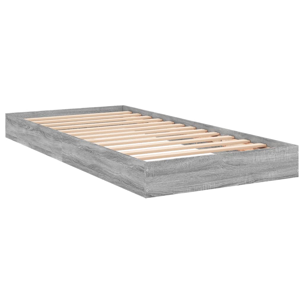 Bed Frame without Mattress Grey Sonoma 75x190 cm Small Single Engineered Wood