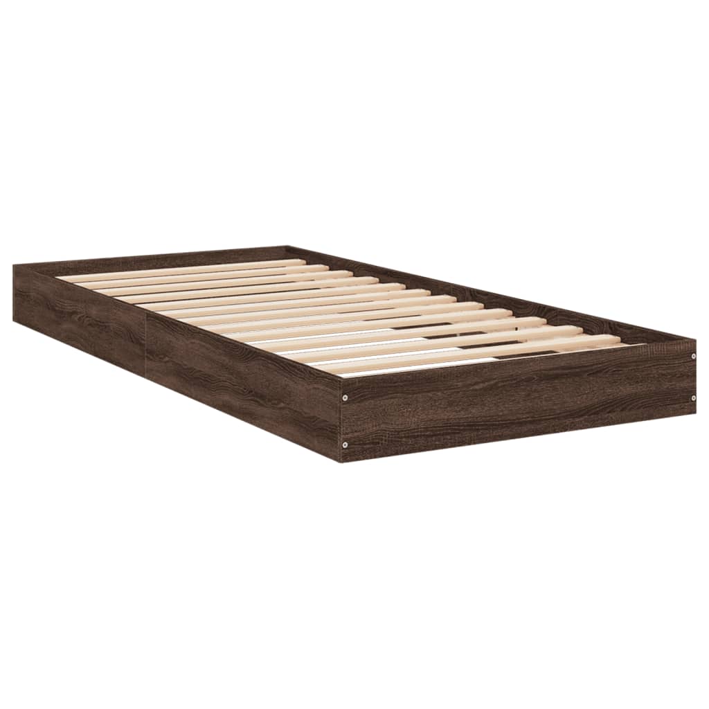 Bed Frame without Mattress Brown Oak 75x190 cm Small Single Engineered Wood