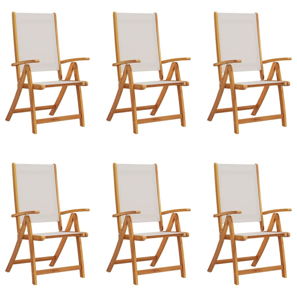 Folding Garden Chairs 6 pcs Solid Wood Acacia and Textilene