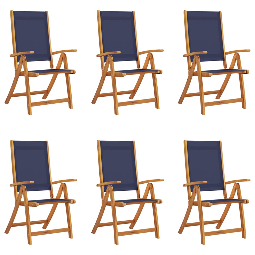 Folding Garden Chairs 6 pcs Solid Wood Acacia and Textilene