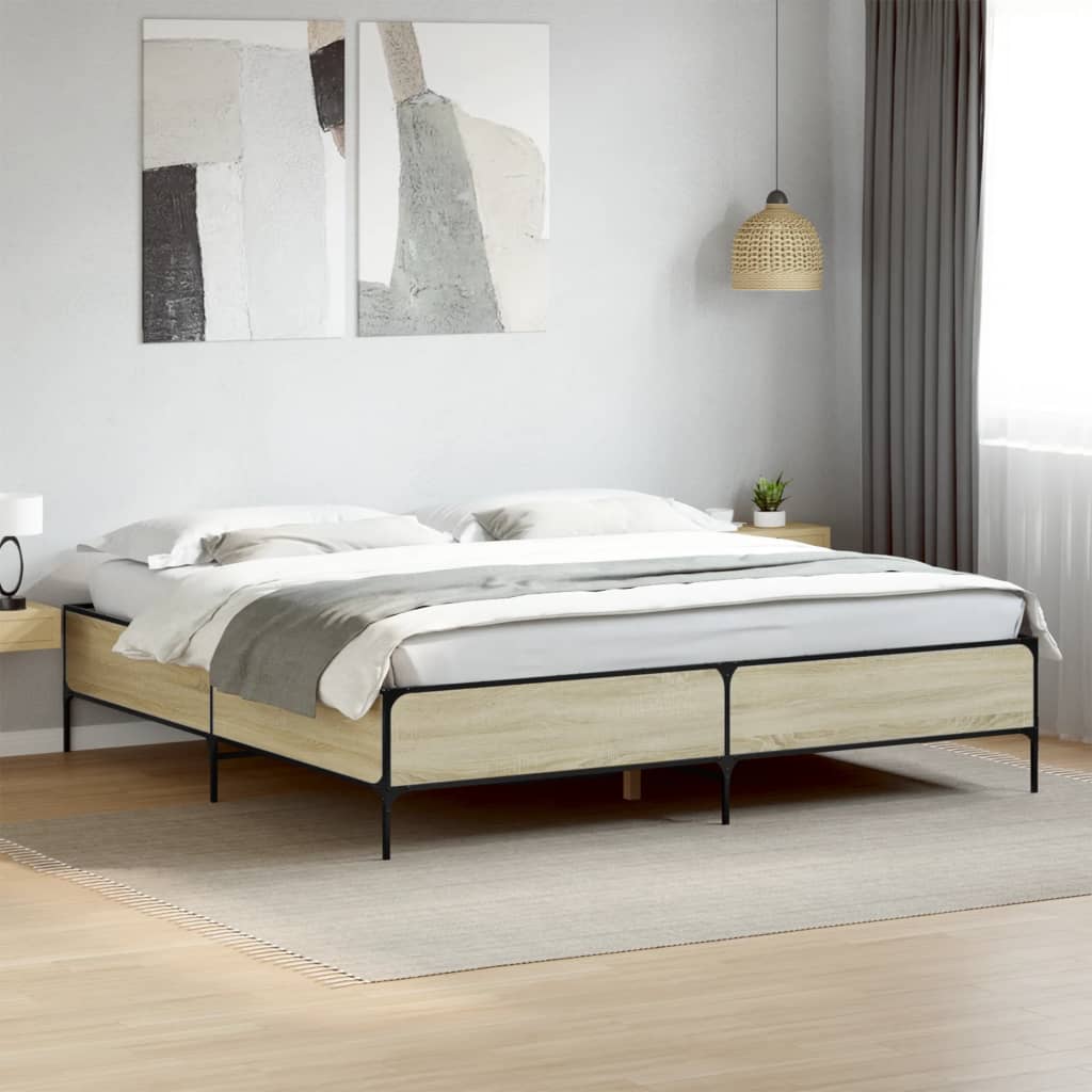 Bed Frame without Mattress Sonoma Oak 200x200 cm