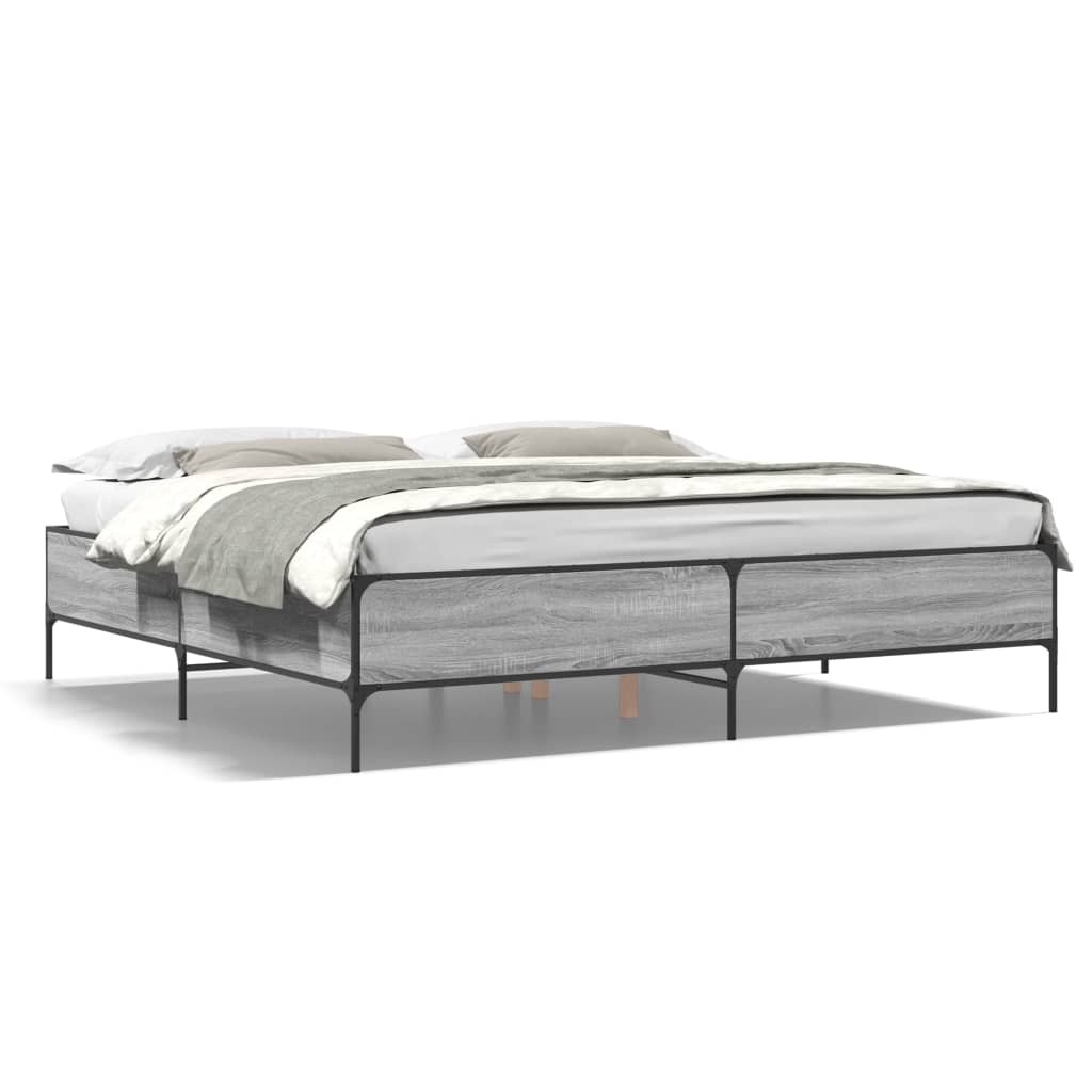 Bed Frame without Mattress Grey Sonoma 200x200 cm