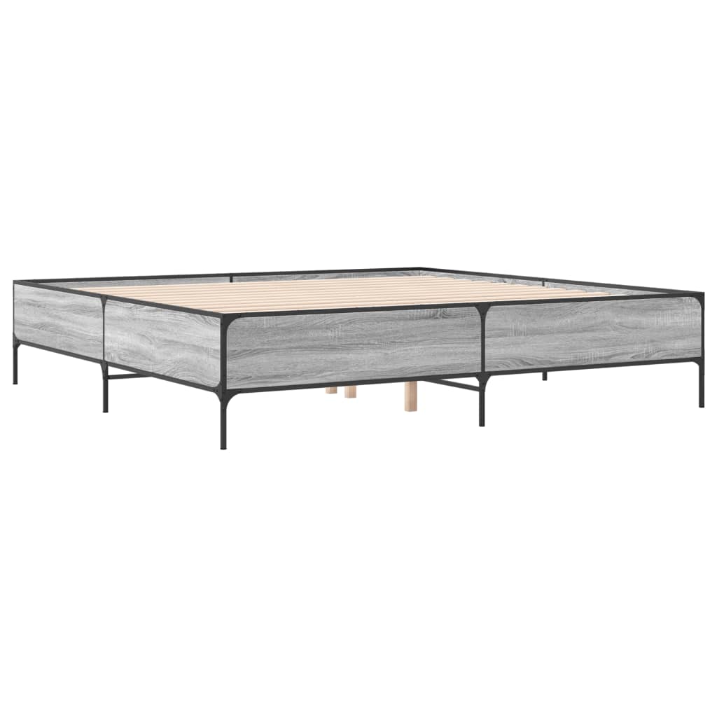 Bed Frame without Mattress Grey Sonoma 200x200 cm