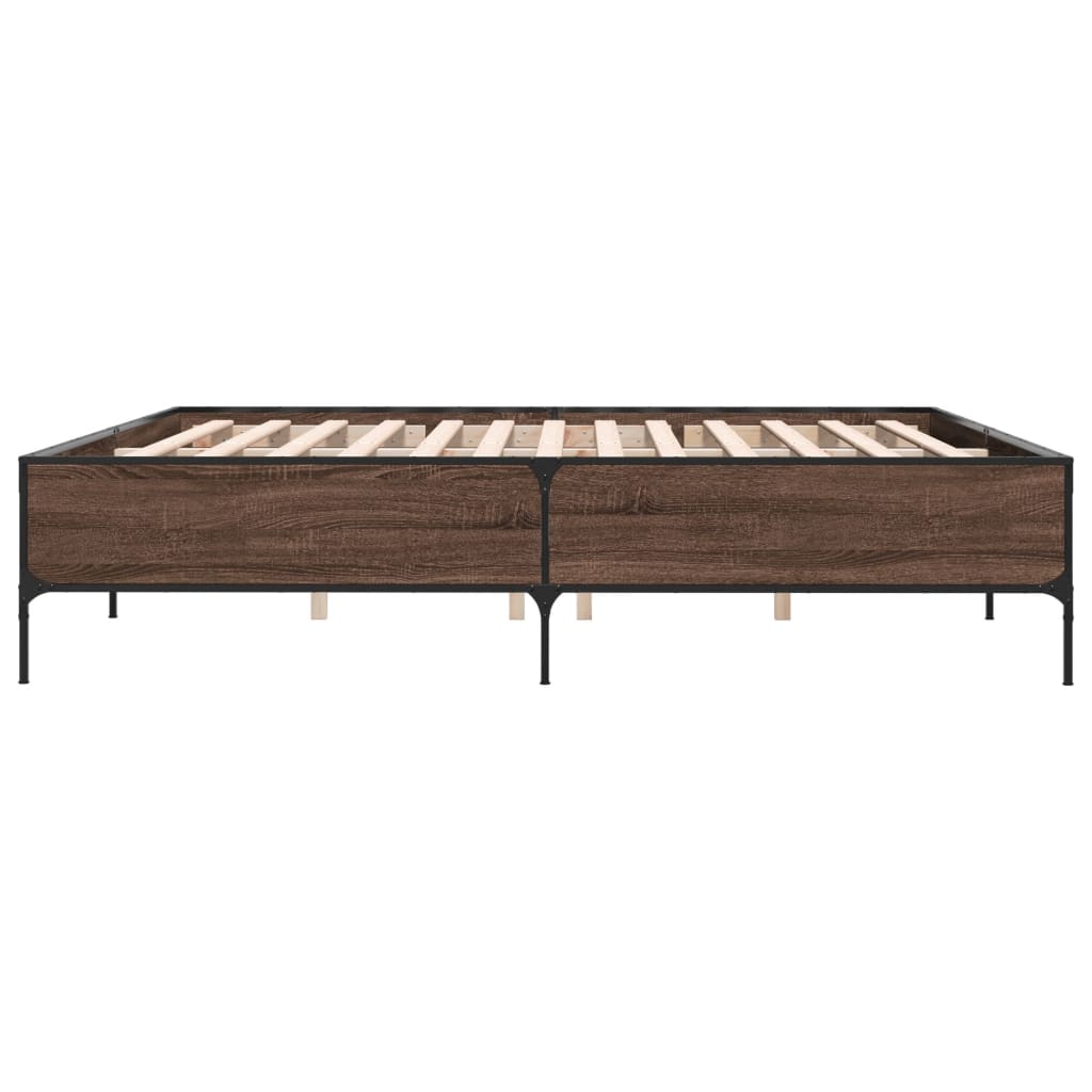 Bed Frame without Mattress Brown Oak 200x200 cm