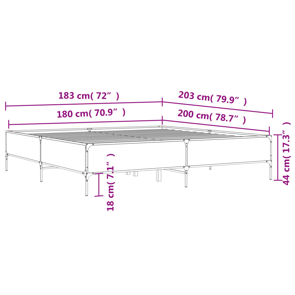 Bed Frame without Mattress Black 180x200 cm Super King
