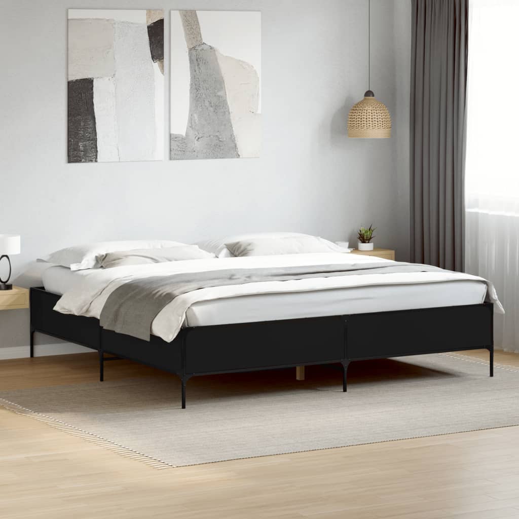 Bed Frame without Mattress Black 180x200 cm Super King