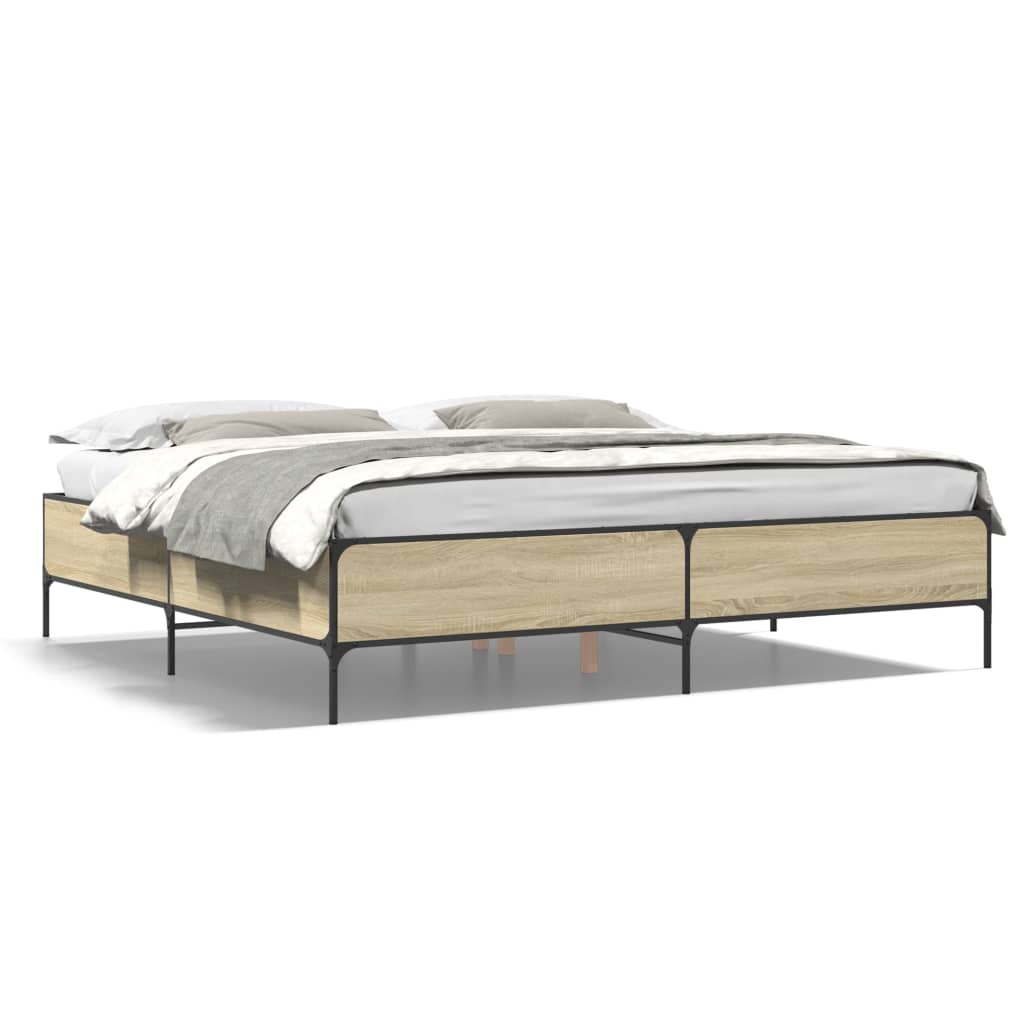Bed Frame without Mattress Sonoma Oak 180x200 cm Super King