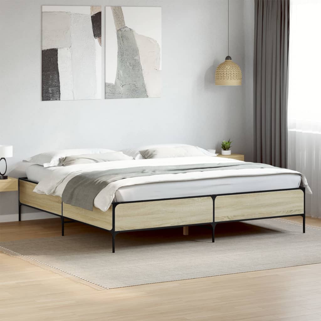 Bed Frame without Mattress Sonoma Oak 180x200 cm Super King