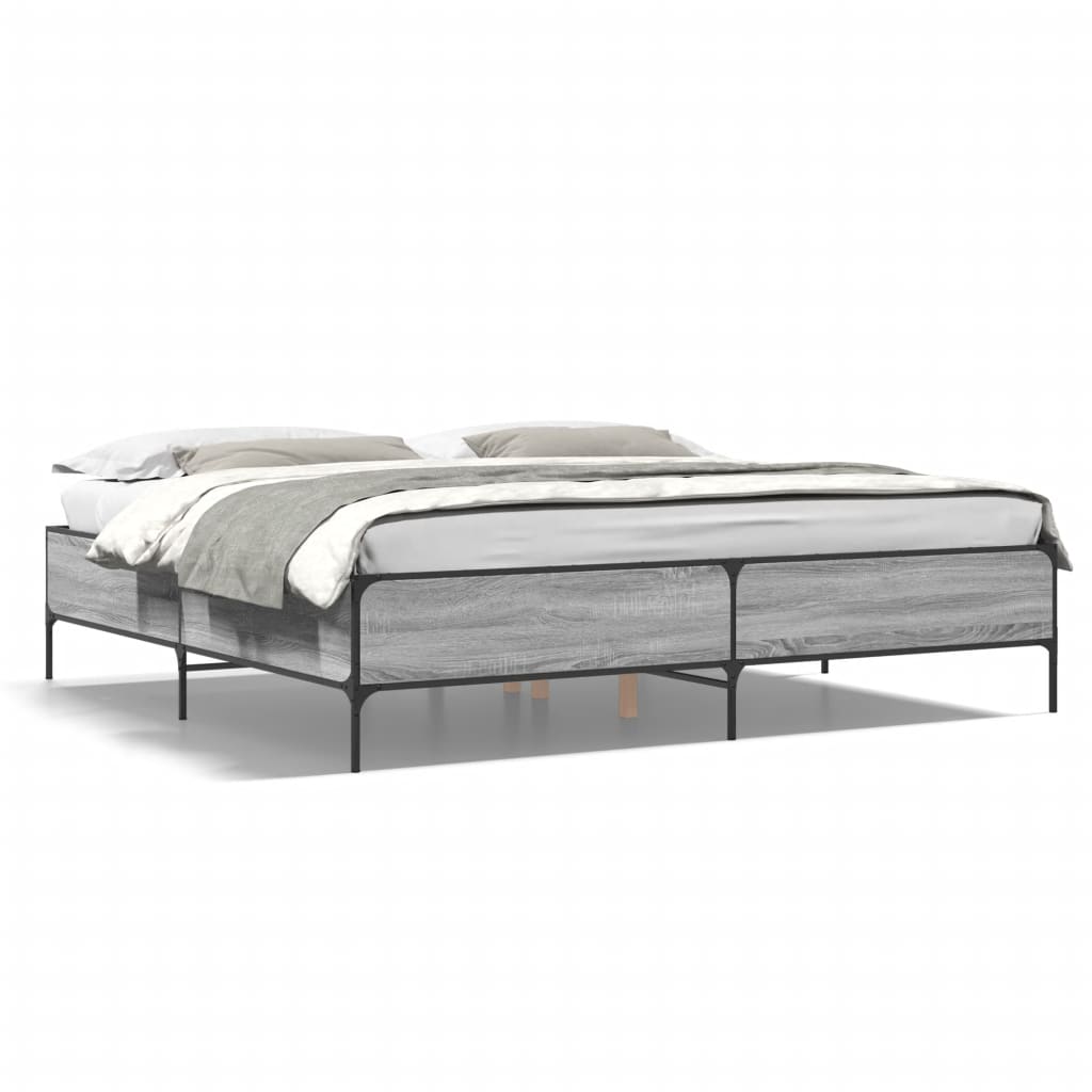 Bed Frame without Mattress Grey Sonoma 180x200 cm Super King