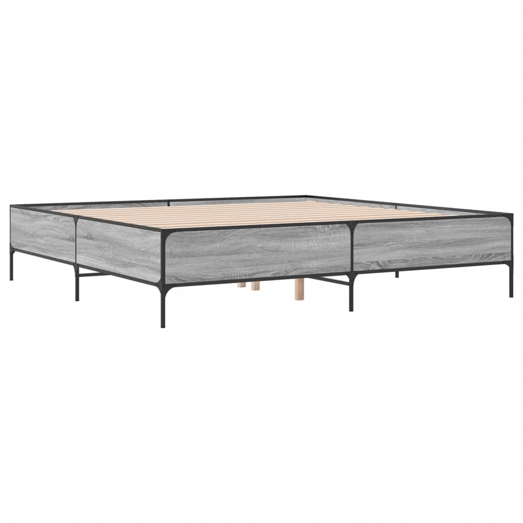Bed Frame without Mattress Grey Sonoma 180x200 cm Super King