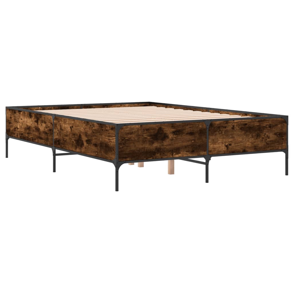 Bed Frame without Mattress Smoked Oak 160x200 cm