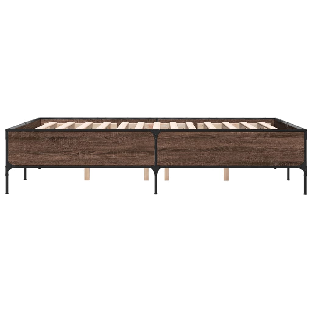 Bed Frame without Mattress Brown Oak 160x200 cm