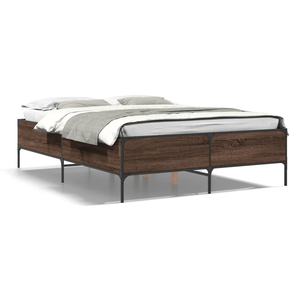 Bed Frame without Mattress Brown Oak 150x200 cm King Size