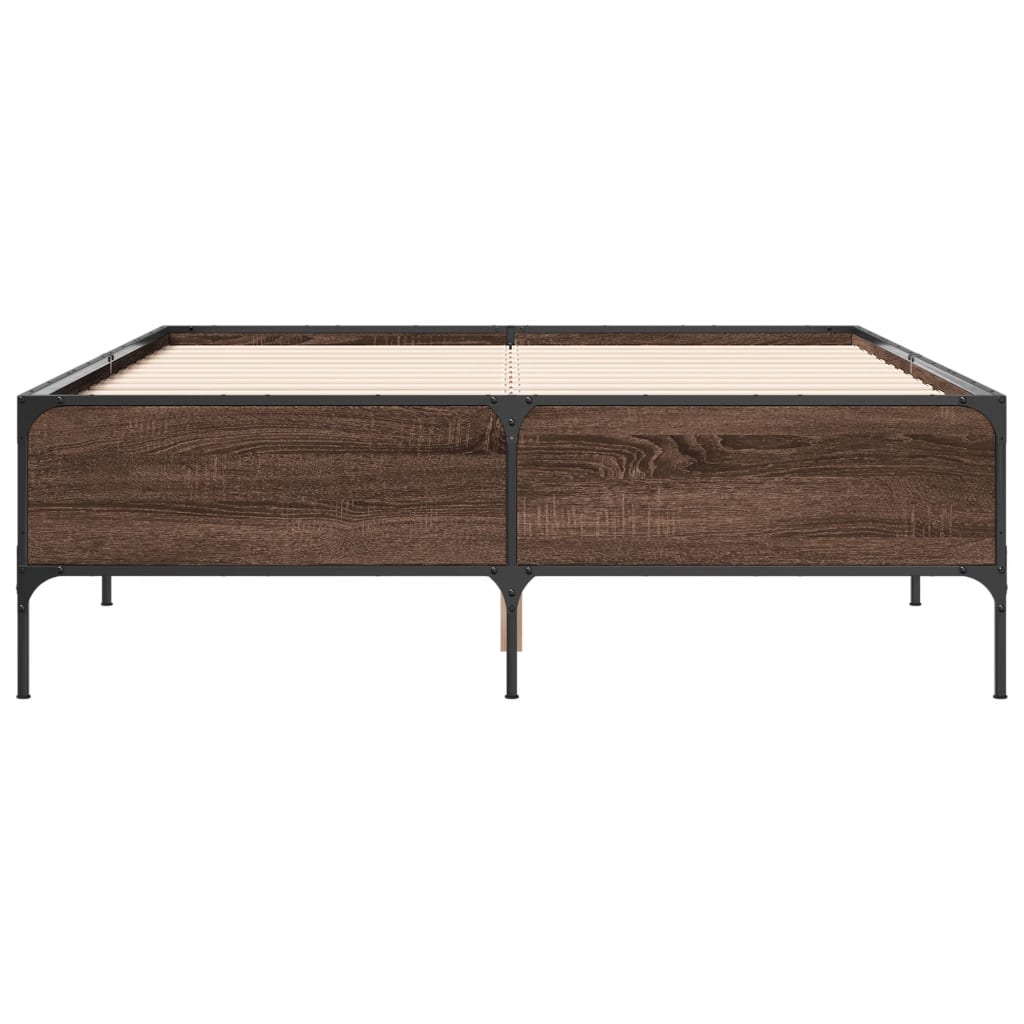 Bed Frame without Mattress Brown Oak 150x200 cm King Size