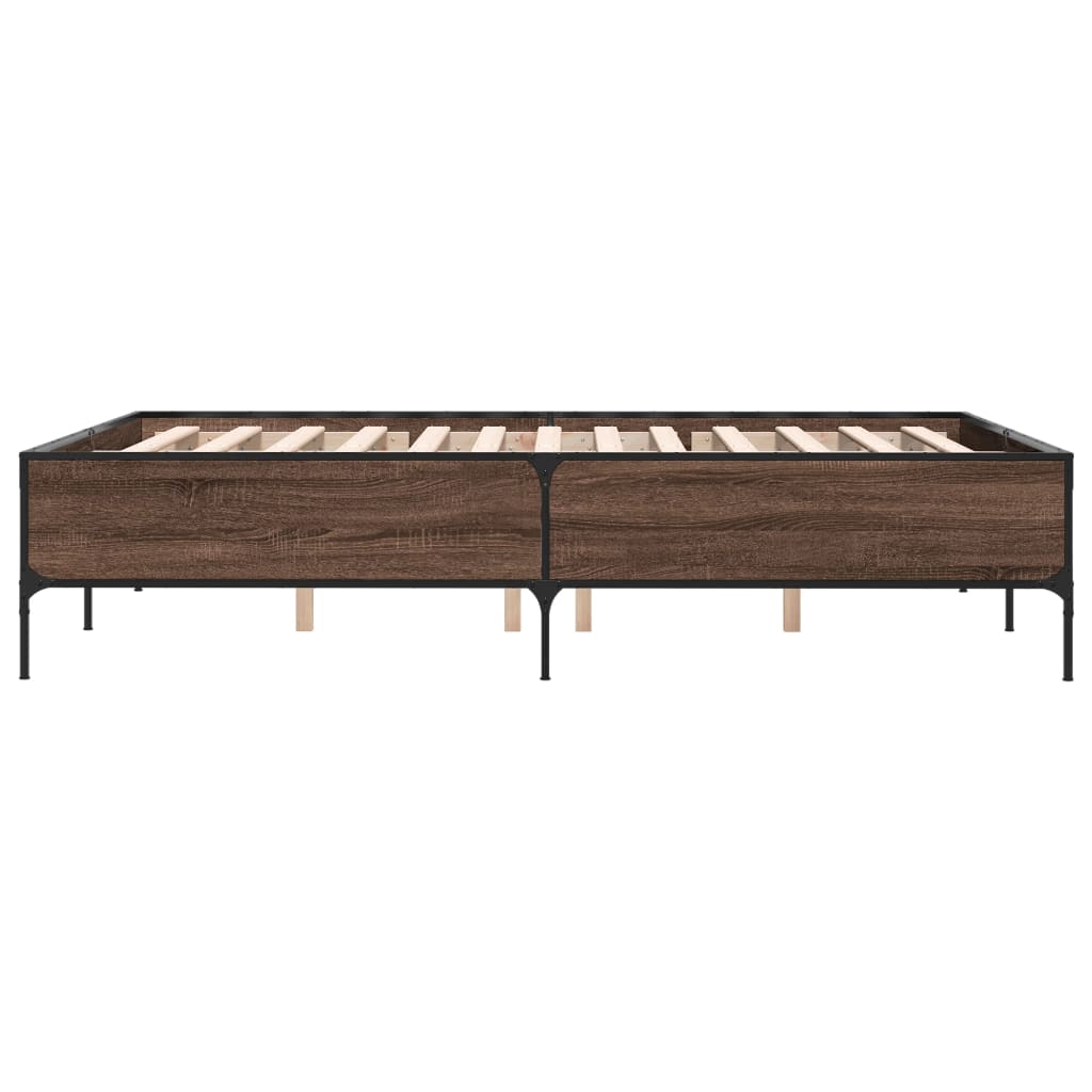 Bed Frame without Mattress Brown Oak 150x200 cm King Size