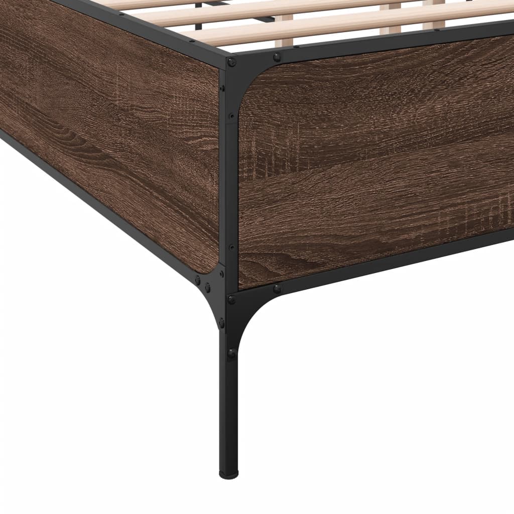 Bed Frame without Mattress Brown Oak 150x200 cm King Size