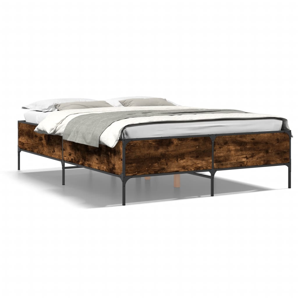 Bed Frame without Mattress Smoked Oak 140x200 cm